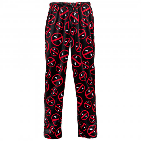 Deadpool Head Symbols Sueded Fleece Pajama Sleep Pant